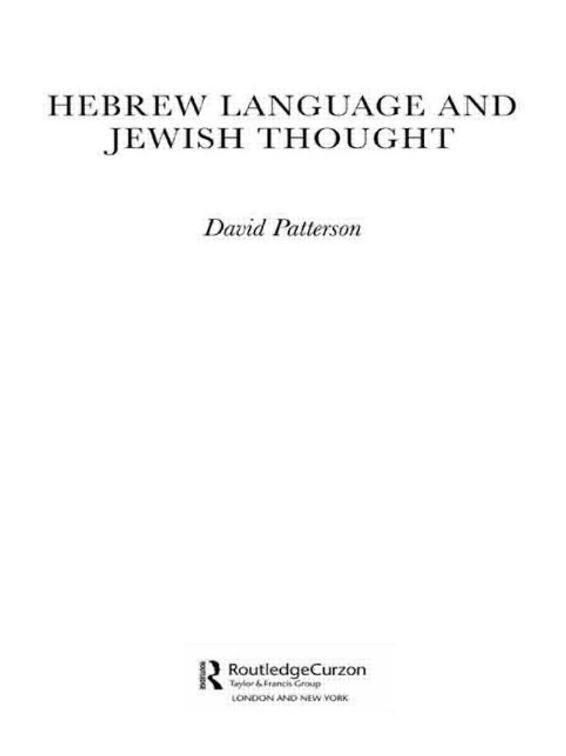 Hebrew Language and Jewish Thought
