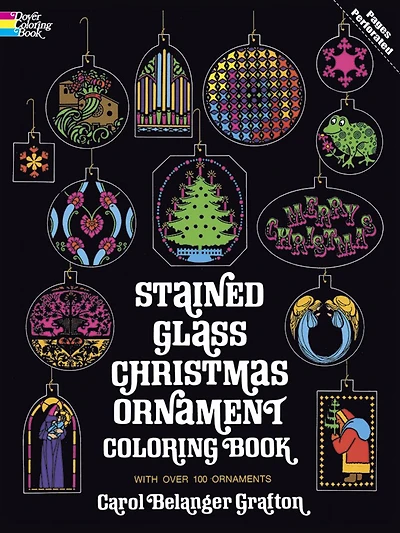 Stained Glass Christmas Ornament Coloring Book