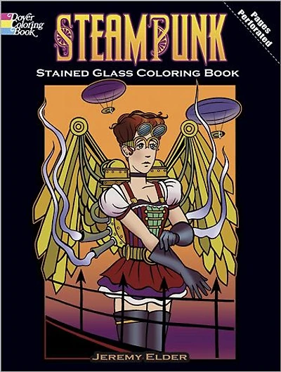 Steampunk Stained Glass Coloring Book
