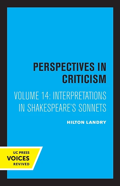 Interpretations Shakespeare's Sonnets: Perspectives Criticism