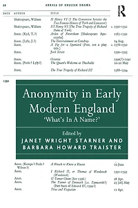 Anonymity Early Modern England: 'What's A Name?'