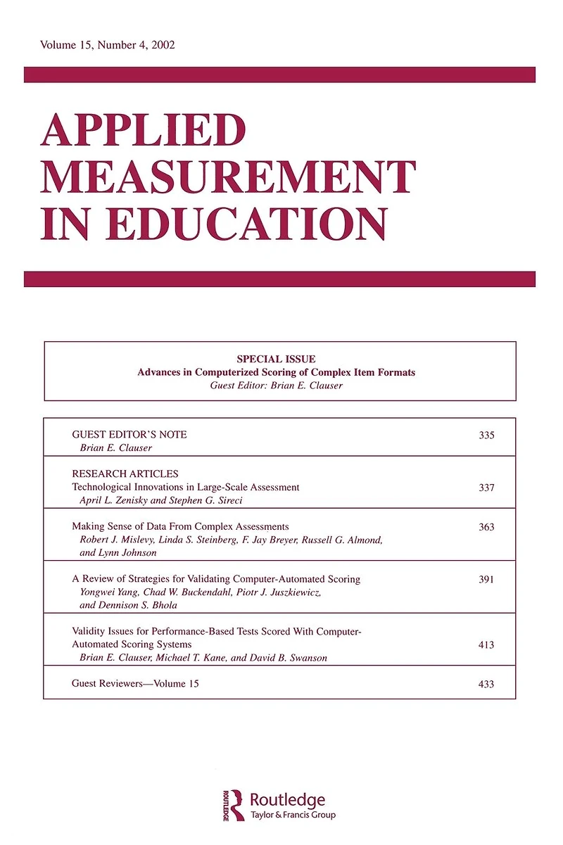 Advances Computerized Scoring of Complex Item Formats: A Special Issue Applied Measurement Education