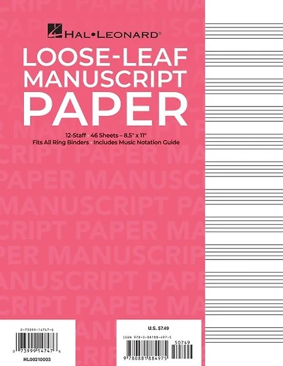 Standard Loose Leaf Manuscript Paper (Pink Cover)