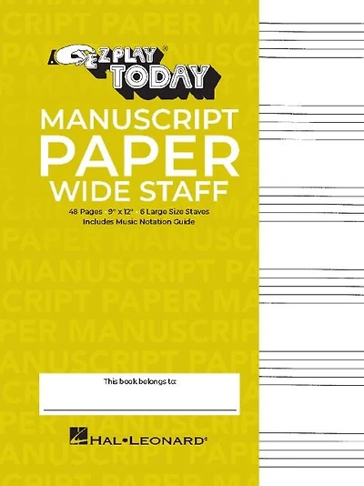 Manuscript Paper (Wide Staff) - "E-Z Play Today"