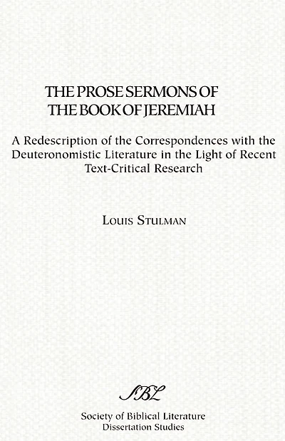 The Prose Sermons of the Book of Jeremiah
