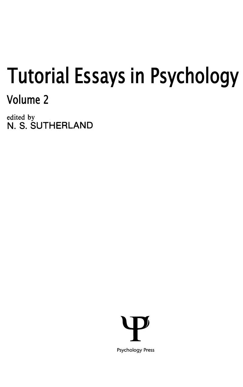 Tutorial Essays Psychology: Volume 2