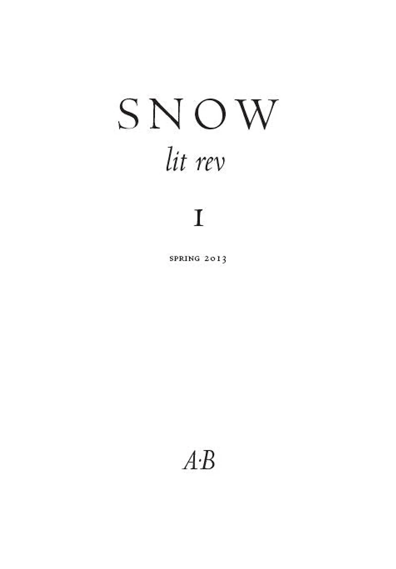 Snow lit rev, no. 1