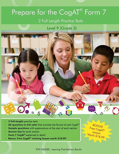 Two Full Length (Colored) Practice Tests for the CoGAT Form 7: For Level 9 (Grade 3): For Level 9 (Grade 3)