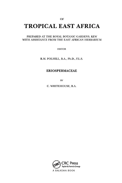 Flora of Tropical East Africa - Eriospermaceae (1996)