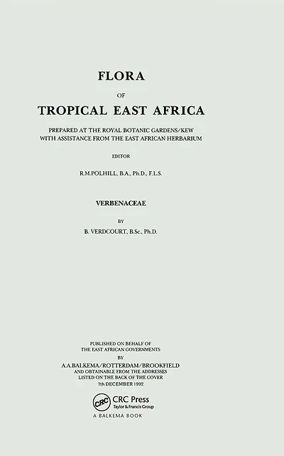 Flora of Tropical East Africa - Verbenaceae (1992)