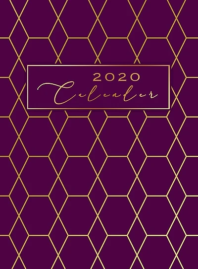 Calendar 2020: Gold Lettering December 2019, January 2020 - December 2020 Weekly Planner 2020 large Monthly Calendar Per