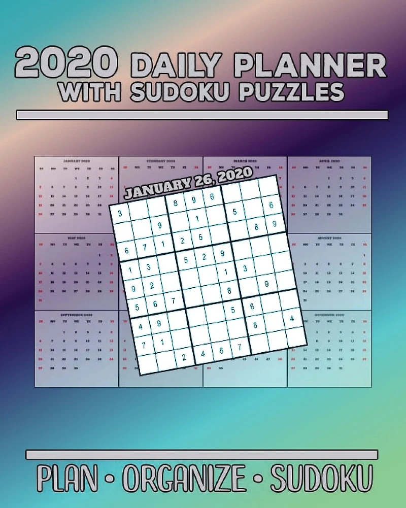 2020 Daily Planner with Sudoku Puzzles Shimmer: Plan Organize Sudoku Planning by Day Calendar Jan-Dec 2020