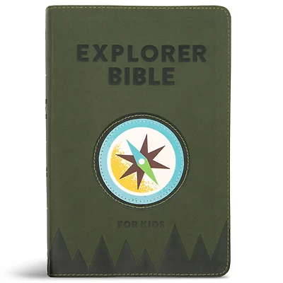 CSB Explorer Bible for Kids, Olive Compass LeatherTouch
