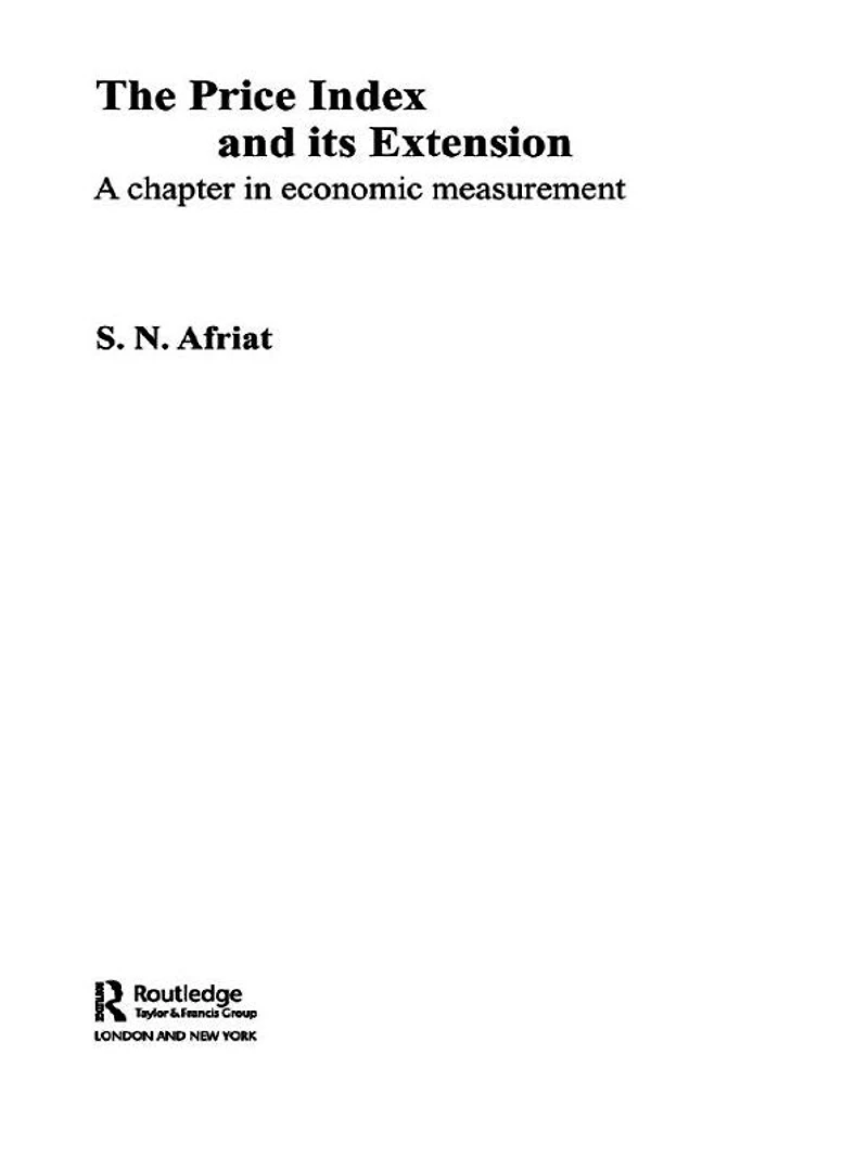 The Price Index and its Extension: A Chapter Economic Measurement