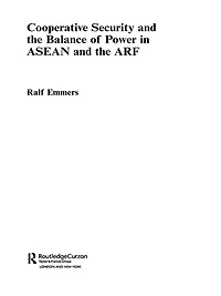 Cooperative Security and the Balance of Power ASEAN ARF