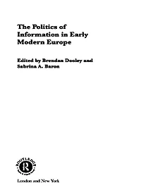 The Politics of Information Early Modern Europe