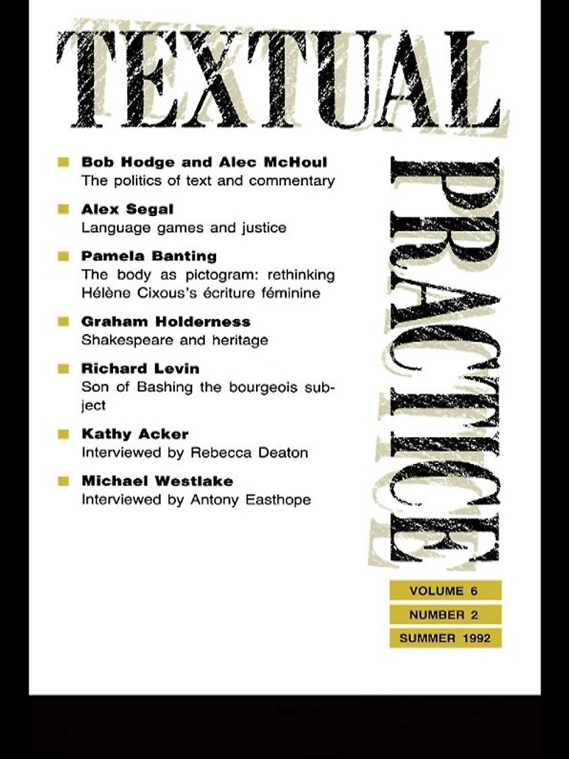 Textual Practice: Volume 6, Issue 2