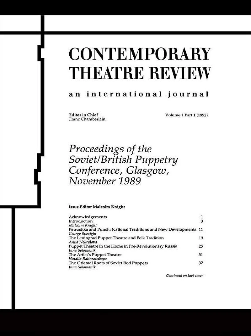 Proceedings of the Soviet/British Puppetry Conference: Glasgow November 1989