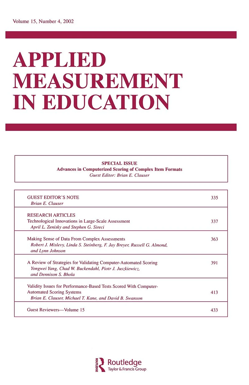 Advances Computerized Scoring of Complex Item Formats: A Special Issue Applied Measurement Education