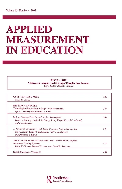 Advances Computerized Scoring of Complex Item Formats: A Special Issue Applied Measurement Education