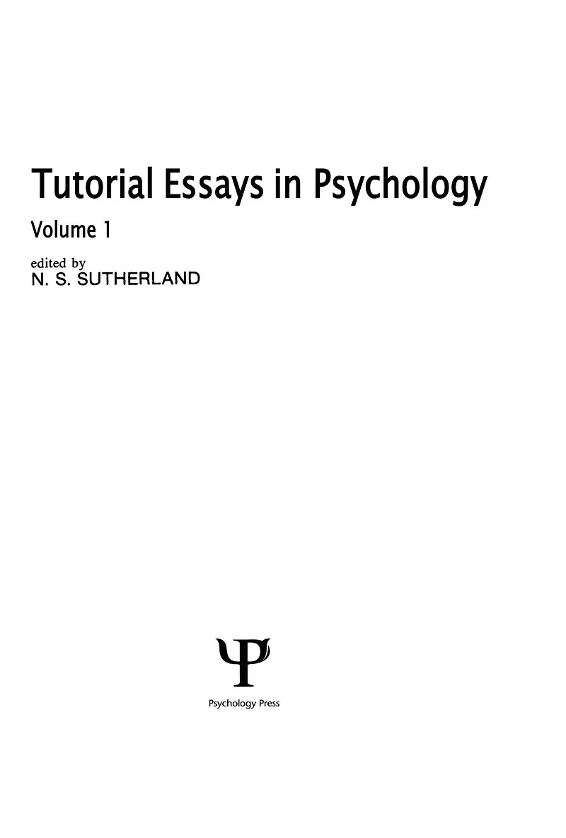Tutorial Essays Psychology: Volume 1