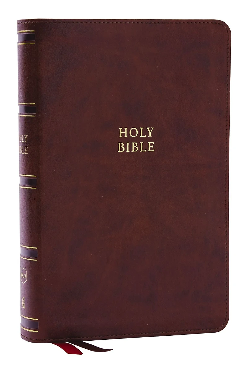 NKJV, Single-Column Reference Bible, Verse-by-verse, Brown Leathersoft, Red Letter, Comfort Print (Thumb Indexed)