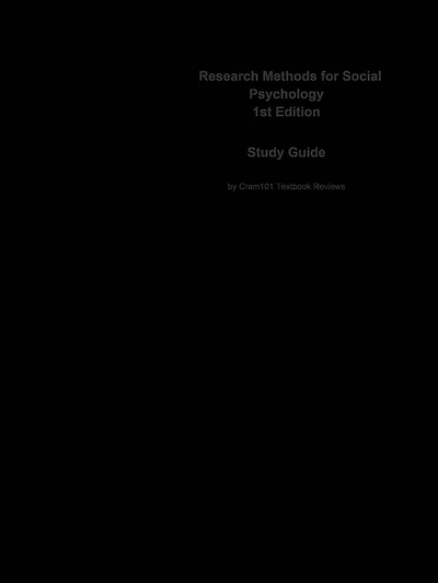 Research Methods for Social Psychology