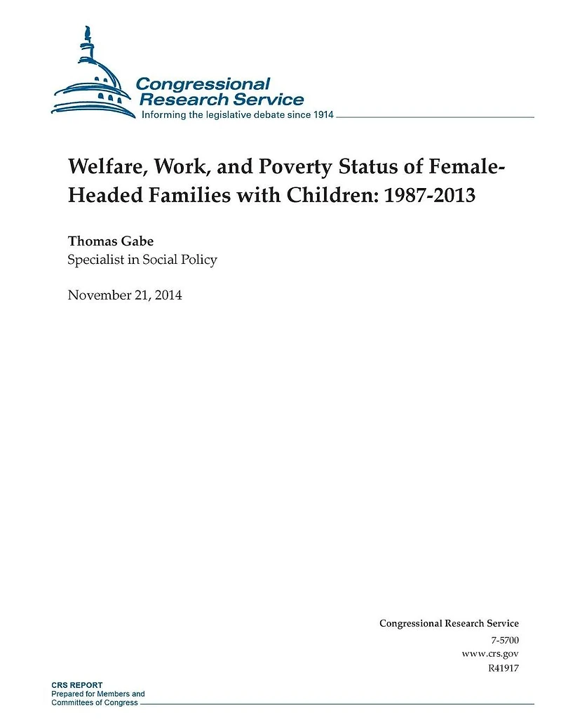 Welfare, Work, and Poverty Status of Female-Headed Families with Children: 1987-2013