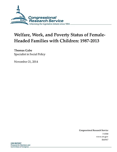 Welfare, Work, and Poverty Status of Female-Headed Families with Children: 1987-2013
