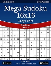 Mega Sudoku 16x16 Large Print - Medium - Volume 58 - 276 Logic Puzzles