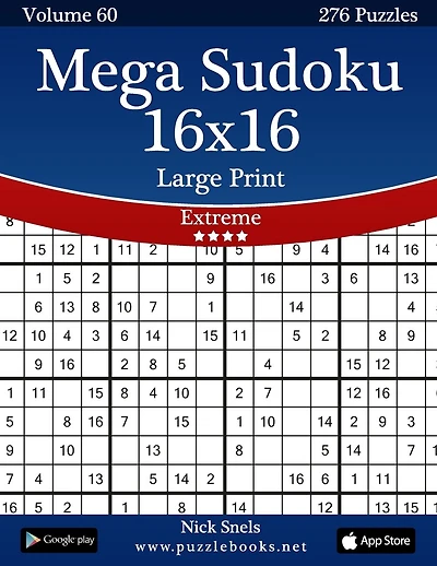 Mega Sudoku 16x16 Large Print - Extreme - Volume 60 - 276 Logic Puzzles