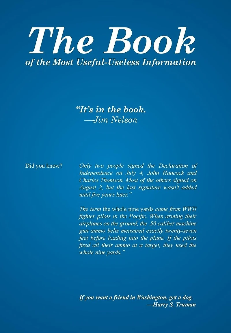 the Book: Of Most Useful-Useless Information
