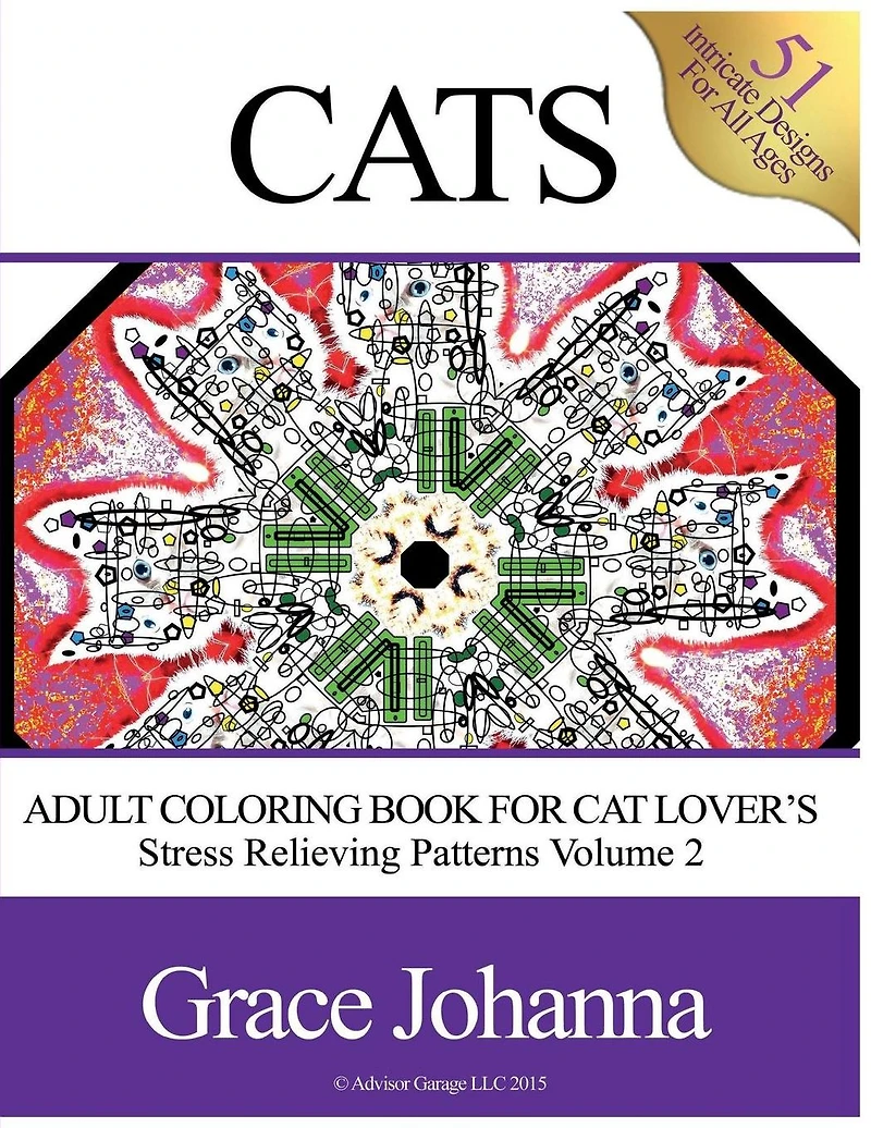 Adult Coloring Book for Cat Lovers: Stress Relieving Patterns Volume 2 (8.5"x11")