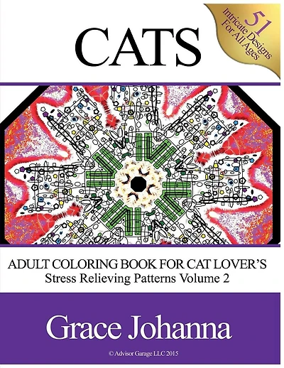 Adult Coloring Book for Cat Lovers: Stress Relieving Patterns Volume 2 (8.5"x11")