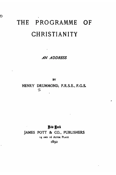 The Programme of Christianity, An Address