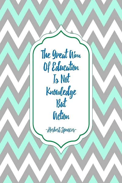 The great aim of education is not knowledge but action: Blank Lined Book Portable