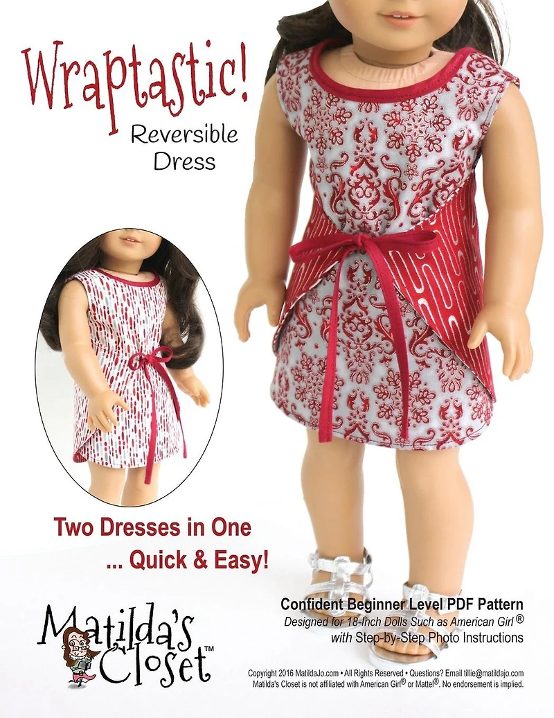Wraptastic! Reversible Dress: Confident Beginner-Level Sewing Pattern for 18-inch Dolls