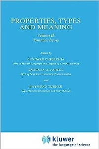 Properties, Types and Meaning: Volume II: Semantic Issues