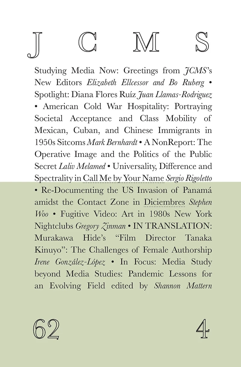 Journal of Cinema and Media Studies, Vol. 62, No. 4