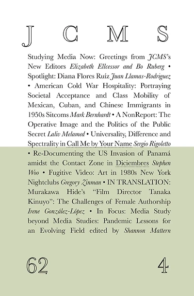 Journal of Cinema and Media Studies, Vol. 62, No. 4