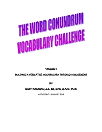 The Word Conundrum Vocabulary Challenge: Building a Versatile Vocabulary Through Amusement