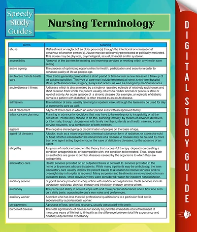 Nursing Terminology Speedy Study Guides