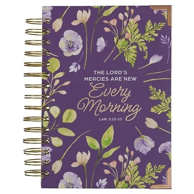 Christian Art Gifts Purple Journal W/Scripture Lord's Mercies Large Bible Verse Notebook, 192 Ruled Pages, Lam. 3:22-23 Bible Verse
