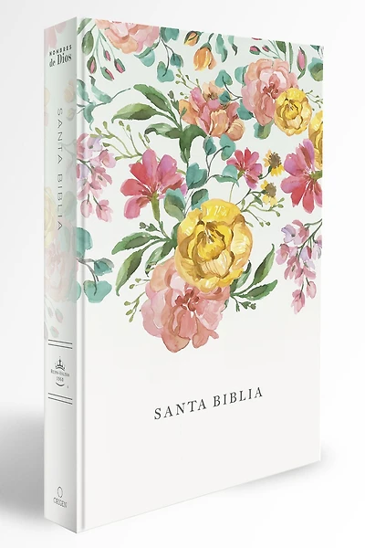 Biblia Reina Valera 1960 tamaño manual, tapa dura, flores rosadas / Spanish Bible RVR 1960 Handy Size, LP, HC, pink flowers