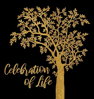 Celebration of Life Guest Book: Black and Gold Memorial Service Sign Book