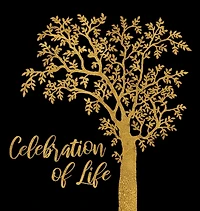 Celebration of Life Guest Book: Black and Gold Memorial Service Sign Book