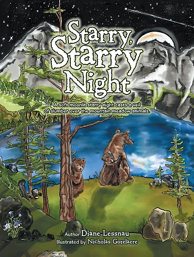 Starry, Starry Night: A Soft Moonlit Starry Night Casts a Veil of Slumber over the Mountain Meadow Animals.