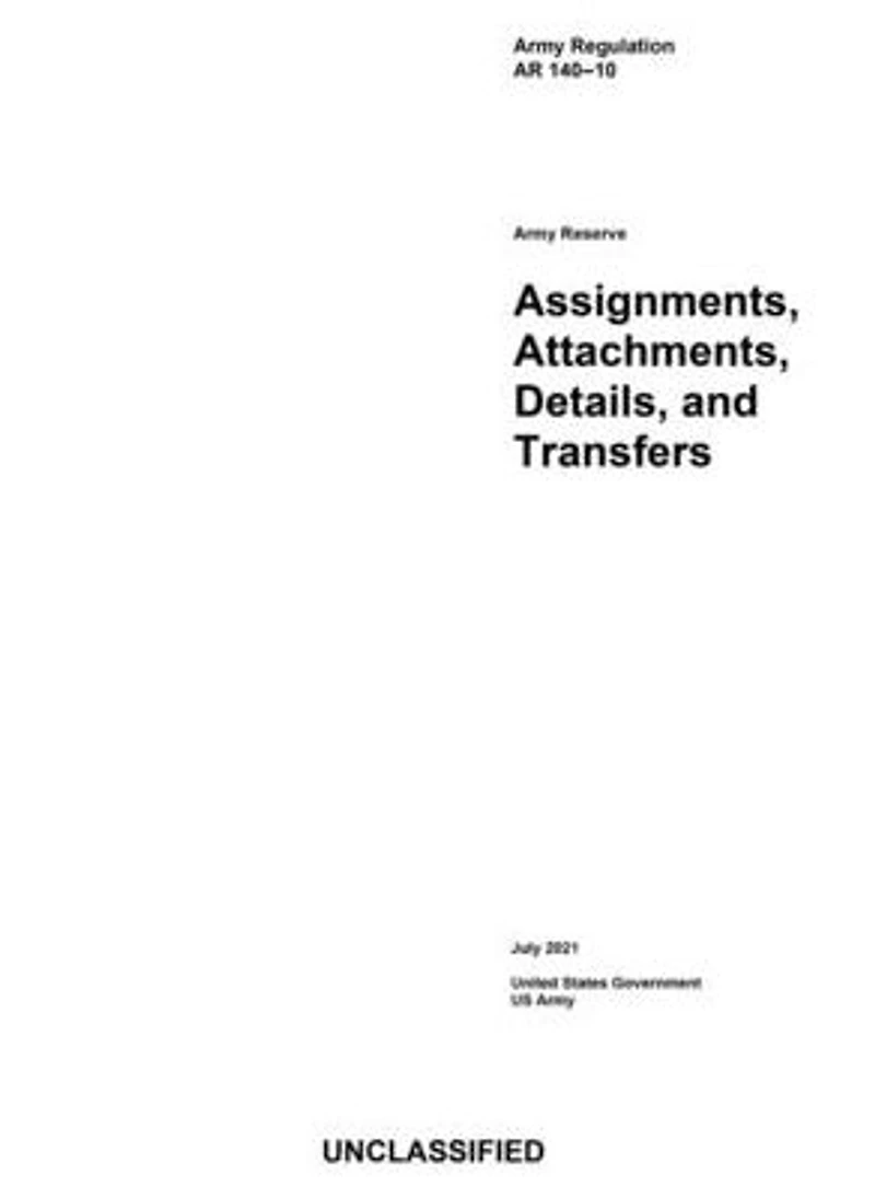 Army Regulation AR 140-10 Reserve Assignments, Attachments, Details, and Transfers July 2021
