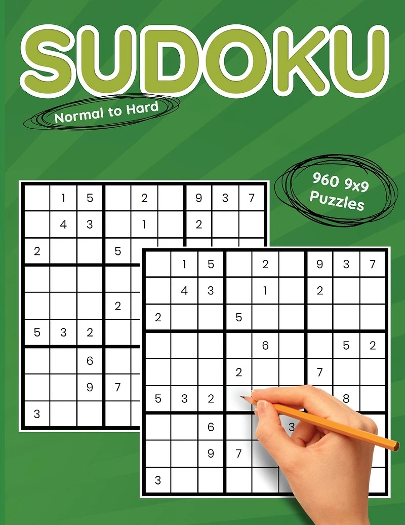 Sudoku, Normal to Hard, 9x9: 960 9x9 Puzzles to Solve, Great for Kids, Adults and Seniors, Logic Brain Games, Stress Relief & Relaxation,