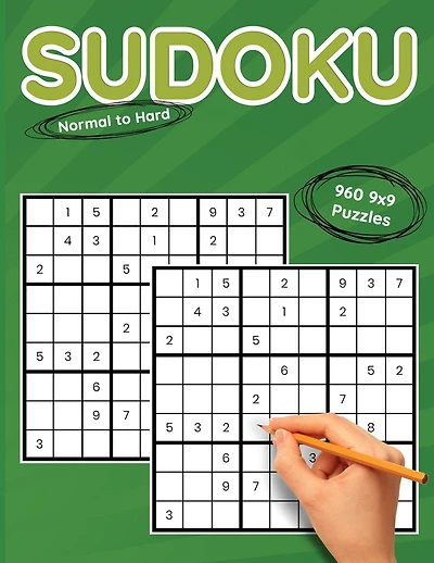 Sudoku, Normal to Hard, 9x9: 960 9x9 Puzzles to Solve, Great for Kids, Adults and Seniors, Logic Brain Games, Stress Relief & Relaxation,